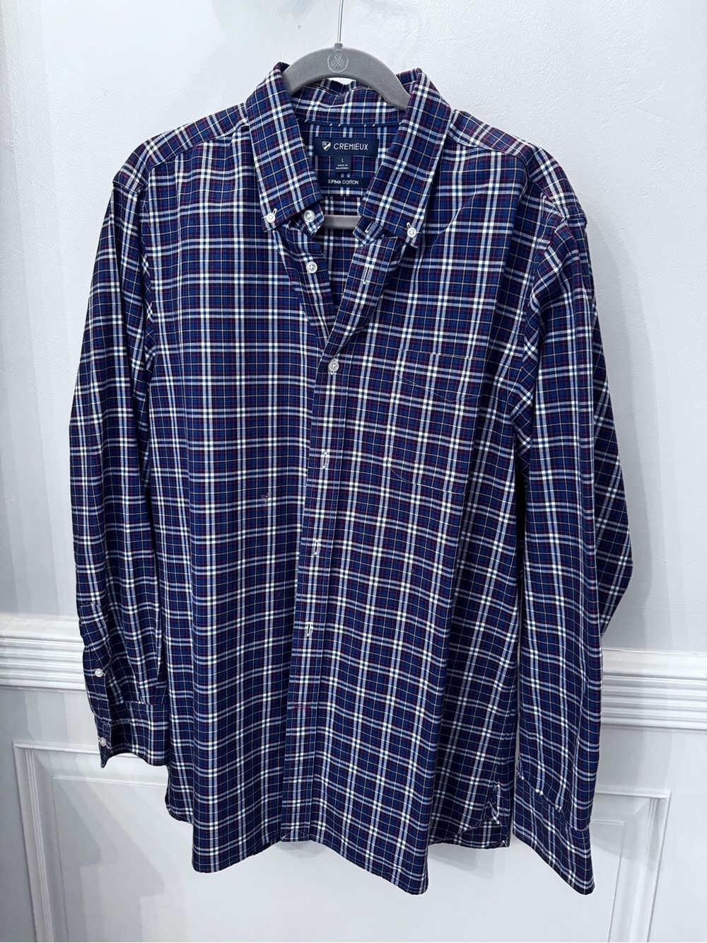Daniel Cremieux Navy and White Plaid Button-Down Shirt